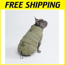 Water-Resistant Fleece Dog Jacket - Olive