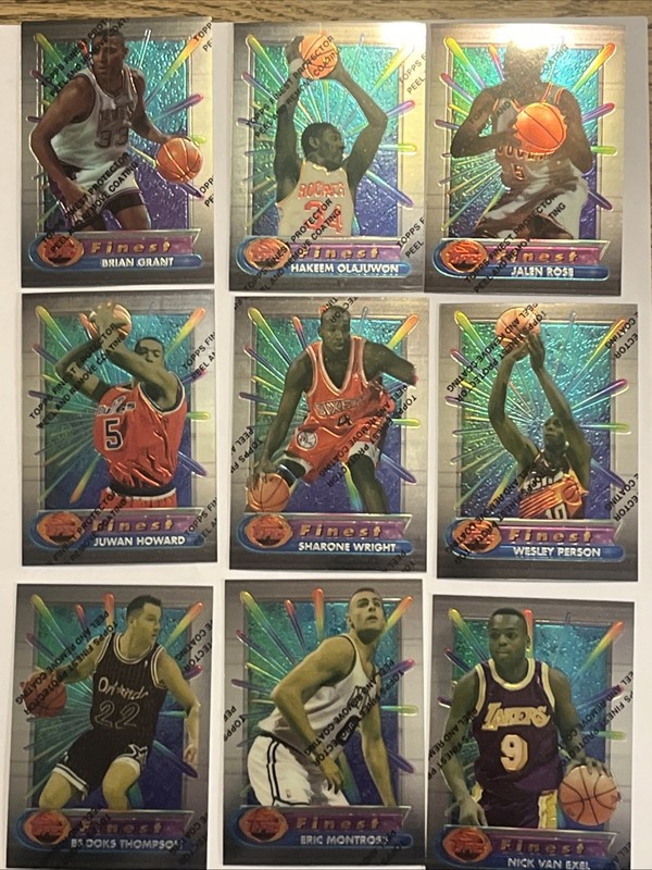 1994-95 Topps Finest 9 Card Lot With Coating Hakeem Olajuwon , Van Exel More