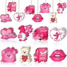 24 Pcs Valentines Day Decorations Wooden Valentine Ornaments Gnomes Heart Love B