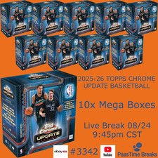MINNESOTA TIMBERWOLVES 2025-26 TOPPS CHROME UPDATE NBA - 10x Mega Box BREAK 3342
