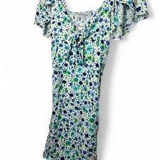 Blue  Green Floral Dress, Small