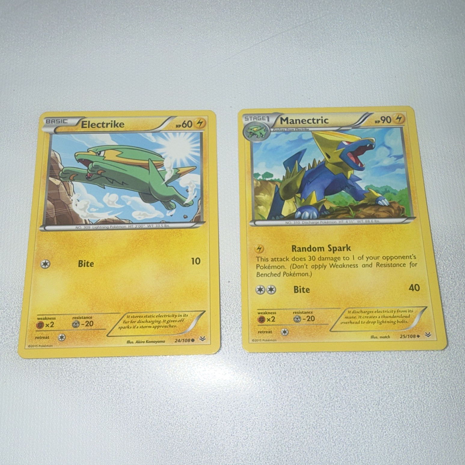 Pokemon TCG Roaring Skies Electrike 24/108 & Manectric 25/108 Lot 2