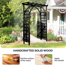 7FT Wooden Garden Arbor Arch Wedding Party Arch for Outdoor Climbing Plant