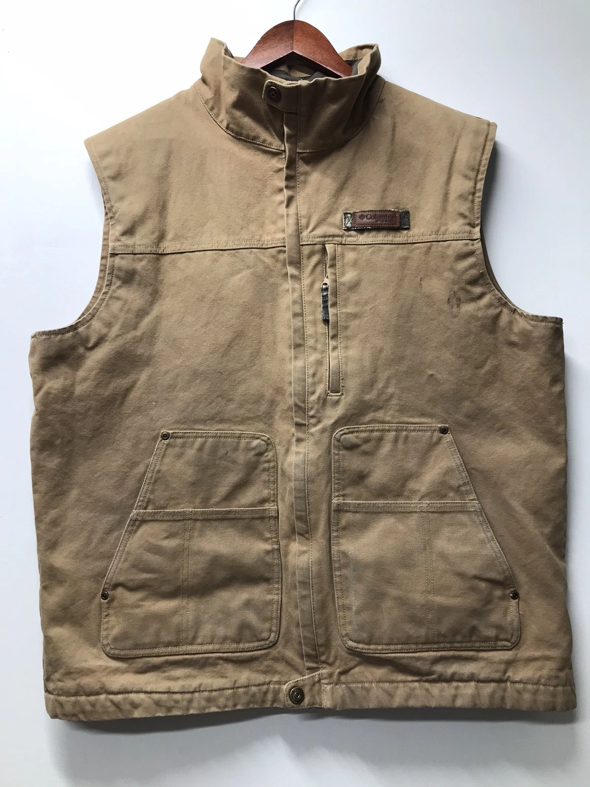 Columbia PHG Roughtail Hunting Work Fleece Vest Large Full Zip Pockets Men’s