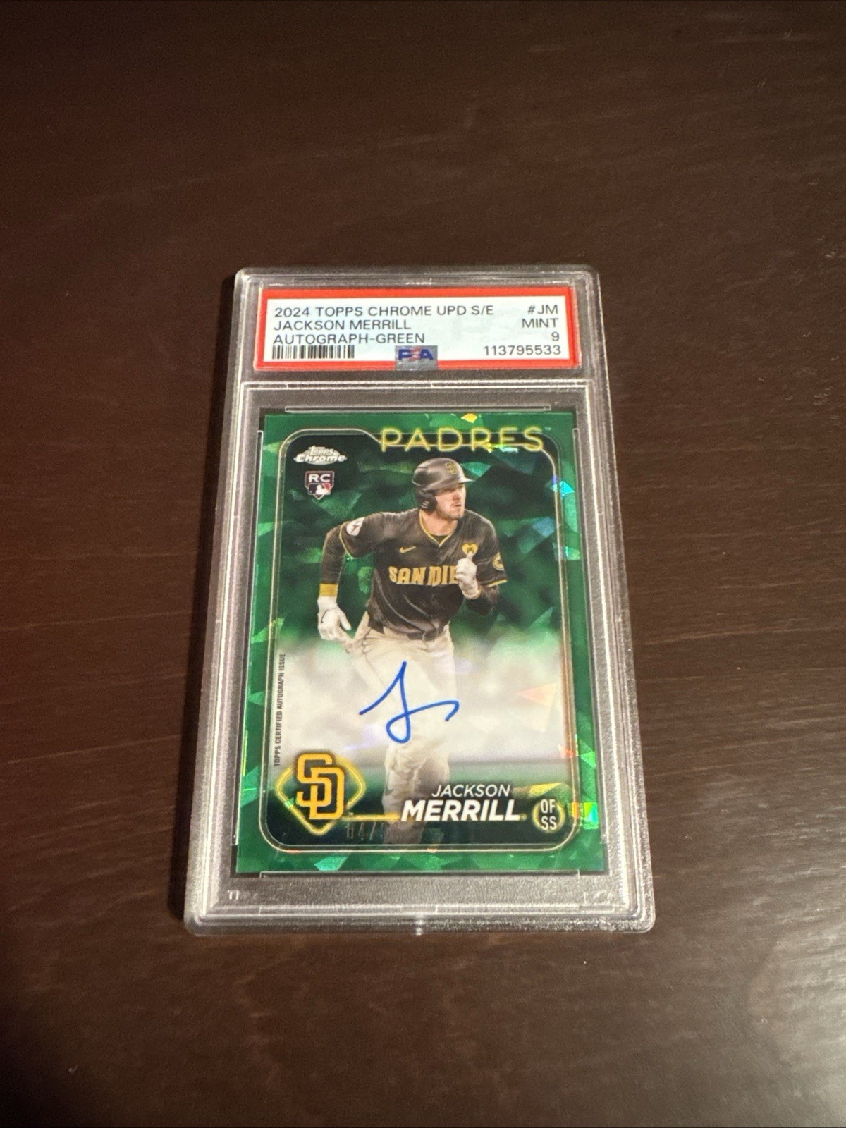 2024 Topps Chrome Update  Sapphire Jackson Merrill Green /99 Rookie Auto