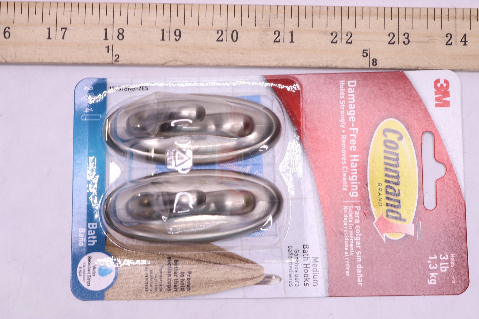 Command Bath Hooks Medium Brushed Nickel