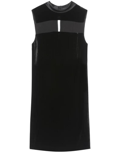 Rag & Bone Womens Black Velvet Silk Dress Sz 6 Sleeveless Sheer Panel Mock Neck