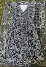 Ann Taylor Womens Black White Print Sleeveless Sheath Dress Size Medium