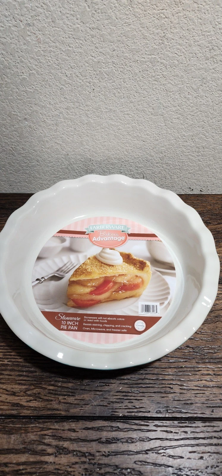 Faberware Baker Advantage Stoneware Ceramic 10" Pie Dish Teal & White New
