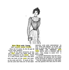 Past Patterns 1687 - Late 1890s Anson Shirt Waist Sewing Pattern bust size 36