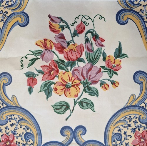 Polished Cotton Chintz Decor Fabric Bloomcraft Flower Bouquets Vases Rococo 3YDS - Picture 14 of 18