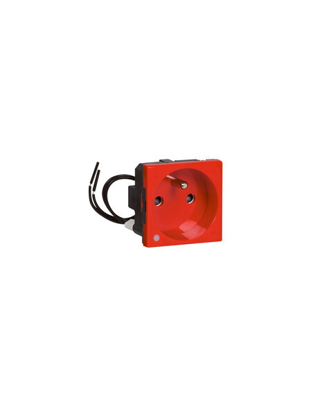 Prise de courant rouge Legrand 077126 détrompée avec voyant lumineux 16A