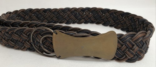 VTG Marjorie Baer SF Womens Brown Black Braided Belt Rustic Copper Buckle OS