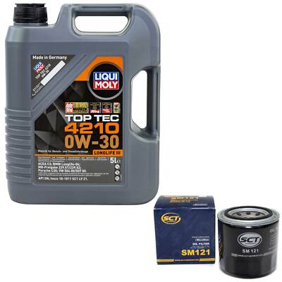 Motoröl Set 0W-30 5 Liter + Ölfilter SM 121 für Hyundai Tucson 1.6 T-GDi 177 PS