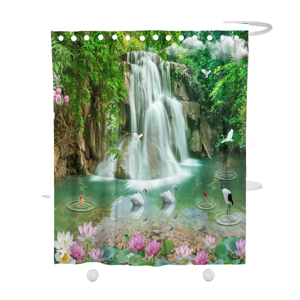 Polyester Nature Print Shower Curtains