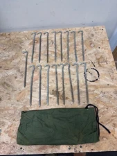 *CAMPING EQUIPMENT, FISHING TACKLE - 17 x METAL BIVVY OR TENT PEGS + POUCH BAG