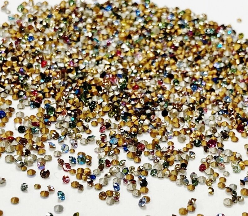 400 Vintage Swarovski Crystal 1mm. To 2mm. Tiny Rhinestones - Jewelry Repair J48