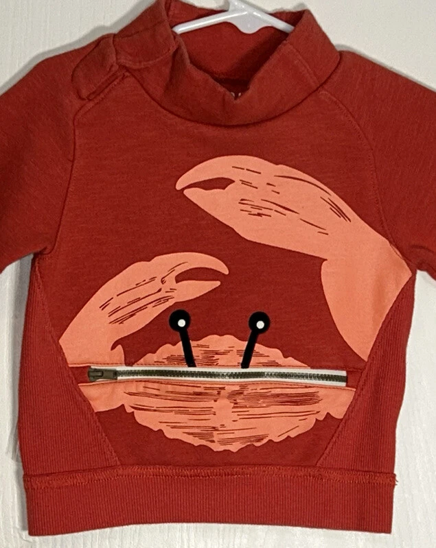 Sudadera Original Niño Bebé Niño 12M Naranja Cangrejo con Cremallera Boca Bolsillo Frontal Foto 4 de 4