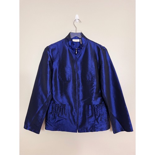 Neu mit Etikett Chico blau schillernde leichte Windjacke Jacke Taschen Größe 1