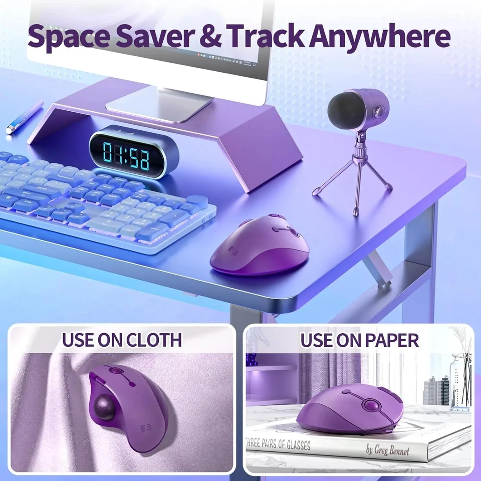 Bluetooth Wireless Trackball Mouse Ergonomic Rollerball Mice Rechargeable Device - Image 3 of 4