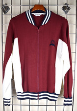 Vintage Christian Dior Sweatshirt Jacket Size S/M 80s Maroon White Zip CD Crest