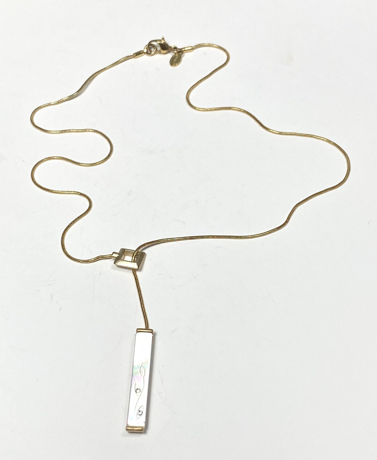 MONET Necklace Rectangular Pearlescent Center  Rh… - image 7