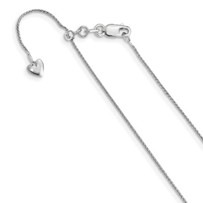 Echte 14K Weißgold verstellbare 0,8 mm diamantgeschliffene Weizenkette; 22 Zoll