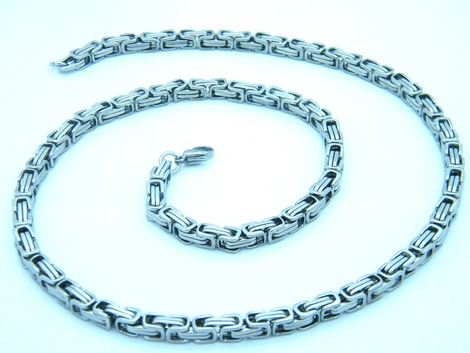 Alta Calidad HOMBRES MUJER Acero Inoxidable Bizantino Grueso Cadena de Eslabones - Imagen 2 de 4