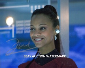  Zoe Saldana  as Lt Uhura in Star Trek 2009  hand autographed 8x10 photo  w/COA