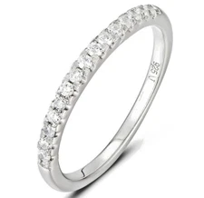 1.8mm Sterling Silver Half Eternity Wedding Band CZ Engagement Ring 2.5-15 ML59E
