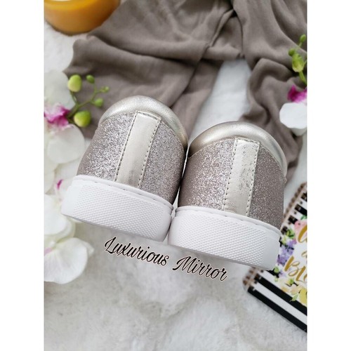 Kenneth Cole Womens Sneakers Shoes Beige White Low Top Lace Up Glitter 8.5M New - Picture 6 of 9