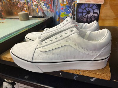 Vans Old Skool Platform Tonal Check True White  Size US 9.5 Men New VN0A3B3U42B