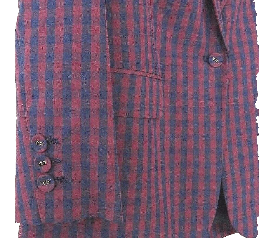 Cynthia Rowley $450 Women's Size 8 One Button Navy/Burgundy Gingham Blazer NWT Foto 3 de 4