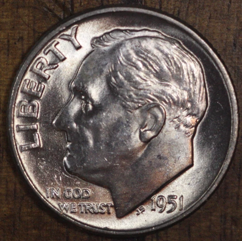 1951 D Roosevelt Dime CHOICE BU LUSTER 90% Silver US OBW Roll