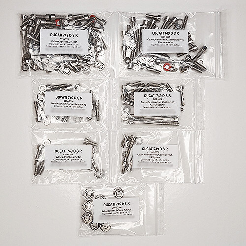 Kit visserie moteur inox Ducati 749 S R pour remplacer vis grippées