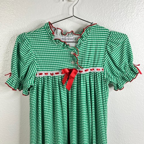 Only Little Once Clara Nutcracker Pajama Gown Size 10 Green Gingham Christmas - Picture 2 of 7