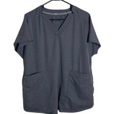 Cuddle Duds Shirt Womens Scrub Gray Heather Workwear Cargo Utility Office Easy