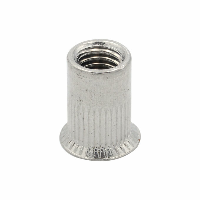 100x Knurled body Countersunk Open End Cylinder Rivet Nut Insert Stainless Steel