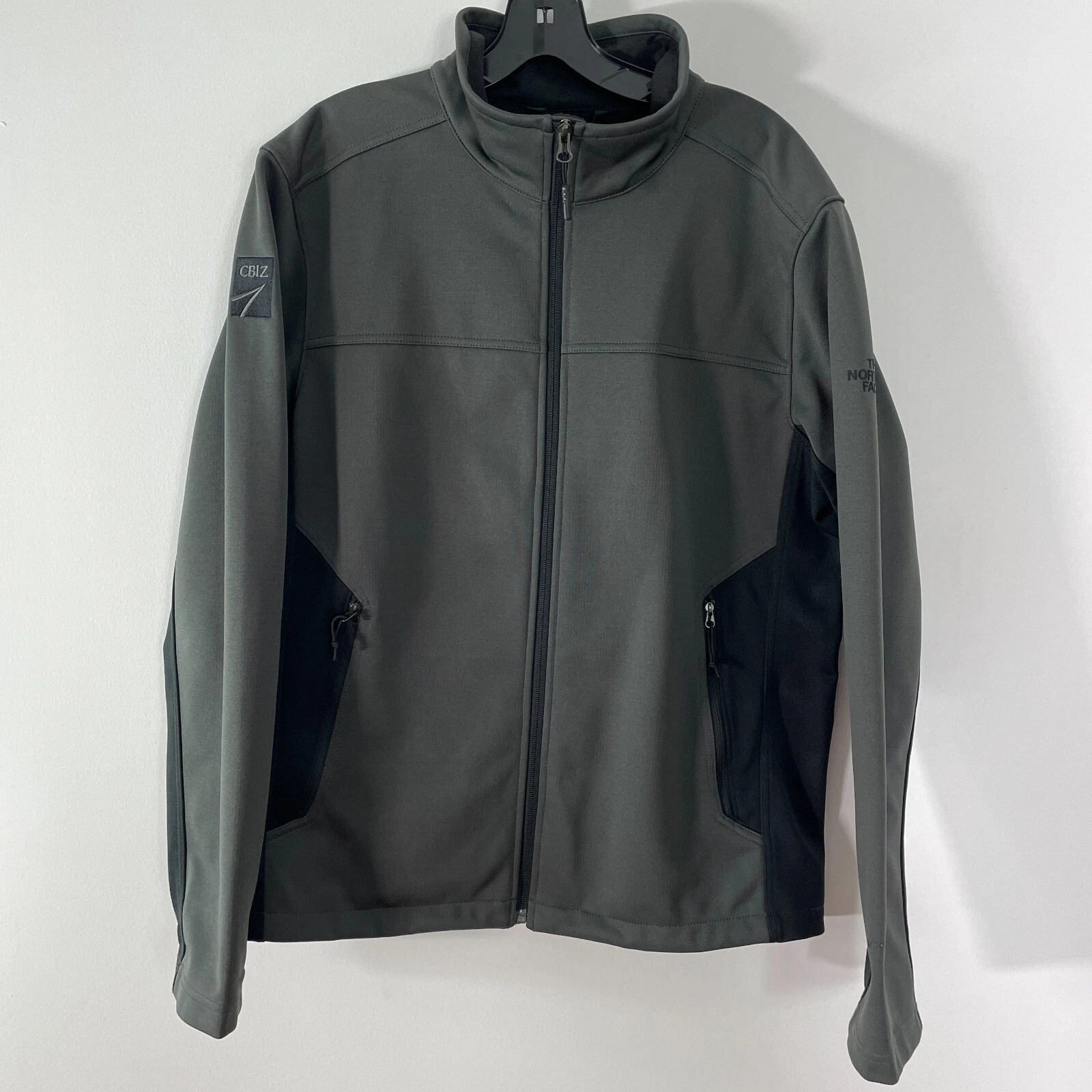 The North Face Ridgewall Jacket Mens Medium Gray Full Zip Soft Shell Lined CBIZ