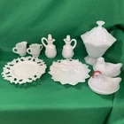 Rare Find Vintage Westmoreland Milk Glass Creamer/Cruet/Plates/Dishes Set
