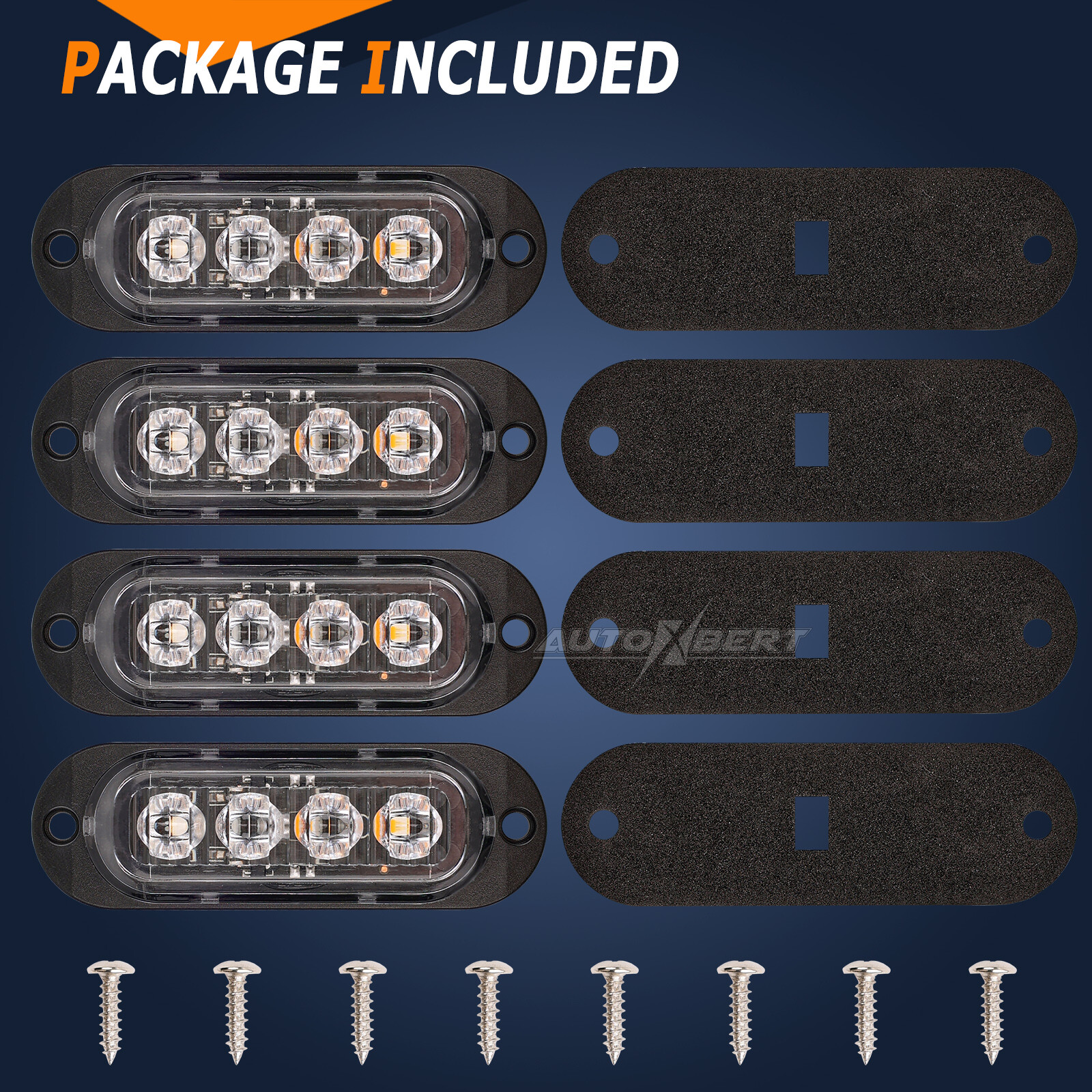 4PC 4 LED Clearance Lights Side Marker Lamp Amber Red Trailer Truck UTE