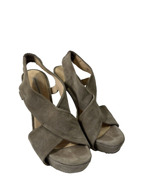 Diane von Furstenberg Zia Suede Platform Heel Size 8.5 taupe