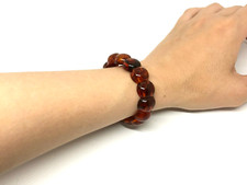 Ancien Bracelet Ambre Vintage Ambre Naturel BALTIQUE Cognac Brillant Perles 1...