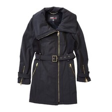 Miss Sixty Y2k Vintage Black Belted Zipped Coat Women's Size M Eu 38