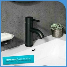 Modern Matt Black Mono Basin Mixer Tap with Waste – Solid Brass – Low Pressure