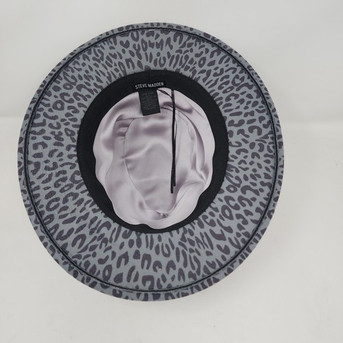 Steve Madden Fedora Hat Womens Leopard Logo Silver Chain Outdoors Hat Lined - Picture 8 of 10