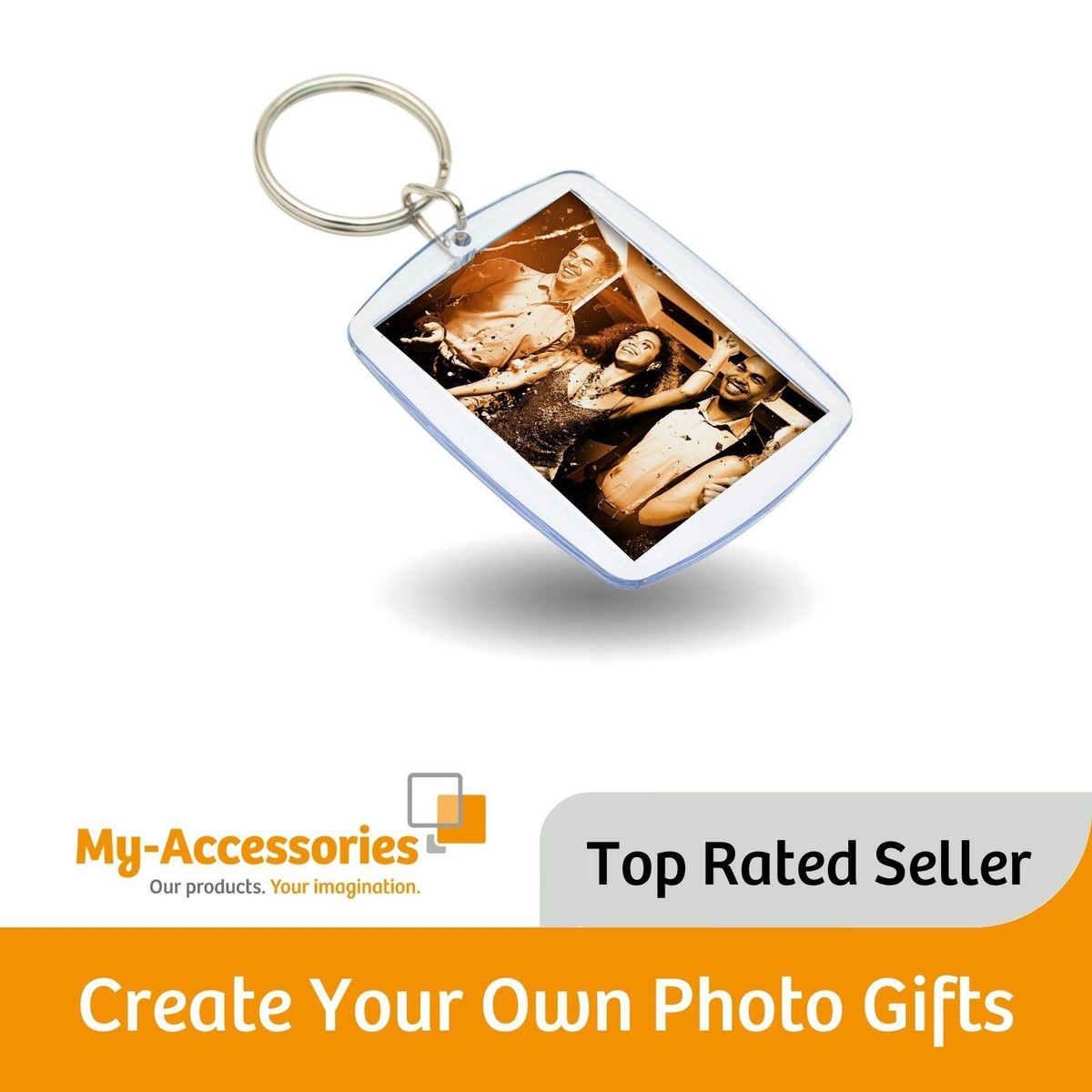 100 Blank Acrylic Clear Plastic Keyrings With Split Ring 24mm X - Foto 8