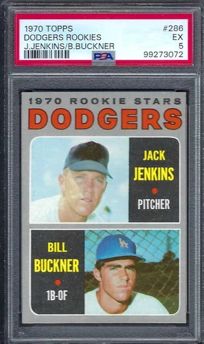 1970 Topps # 286 L. A. Dodgers Rookies Jack Jenkins / Bill Buckner EX PSA 5