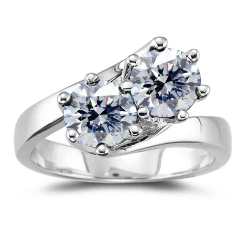 2 Ct Ice White Round Cut Real Moissanite Wedding Ring Sterling Silver Size 7