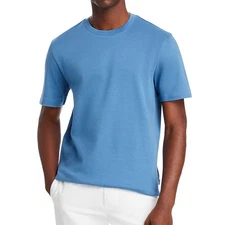 Hugo Boss Men's Short Sleeve BOSS Tiburt Solid Cotton Crew Tee Shirt Pastel Blue